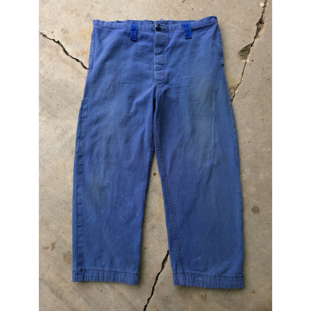 Vintage 80s Reindl Blue HBT Cotton Work Pants 33x23 Made in Germany